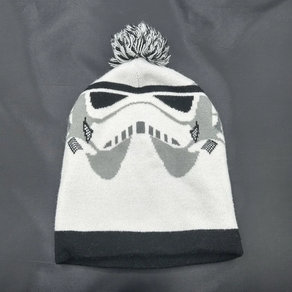Star Wars Stormtrooper Shiny Pom Beanie‎ Winter Hat Skull Cap OSFM Foldable Flap